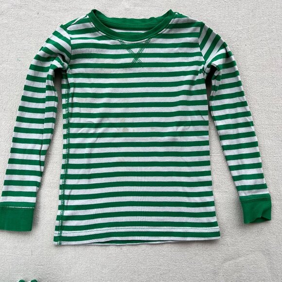 Primary Long-Sleeve PJ Top & Pants, Green & White Stripe, Size 4-5, PLAY - Picture 2 of 10